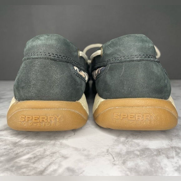 Sperry Black and Animal Print Top-Sider Boat Shoes - Picture 7 of 10